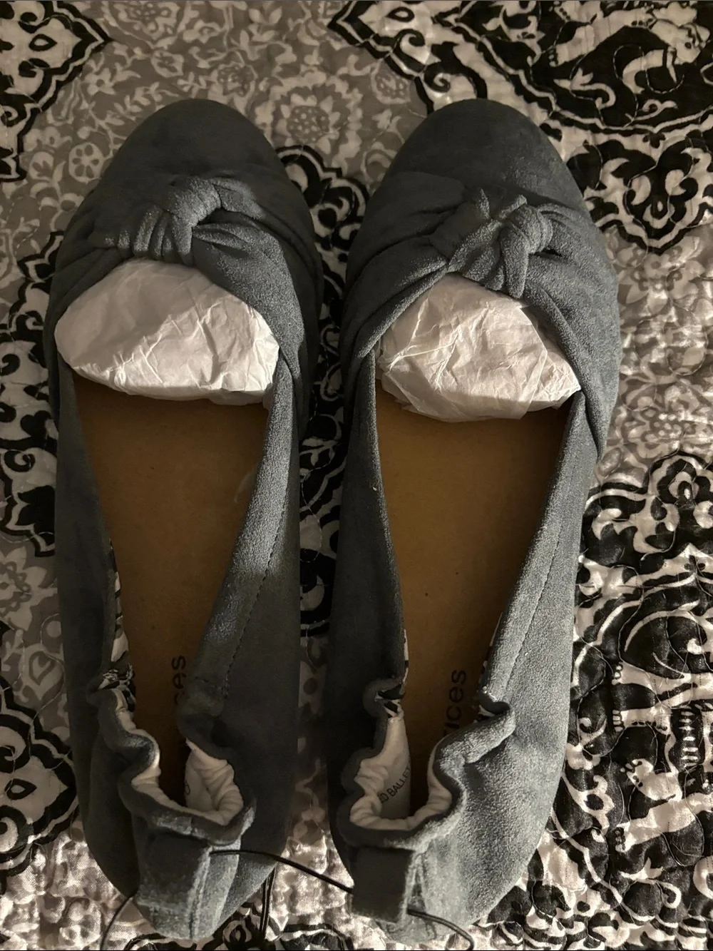 Maurices Gray Knot-Top Ballet Flats